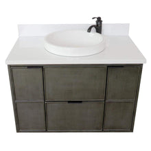 Load image into Gallery viewer, Bellaterra Home Vanity BellaTerra Home 37&quot; Single wall mount vanity in Linen Gray finish with White Quartz top and Round Sink 400501-CAB-LY-WERD