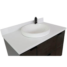 Load image into Gallery viewer, Bellaterra Home Vanity BellaTerra Home 37&quot; Single wall mount vanity in Linen Gray finish with White Quartz top and Round Sink 400501-CAB-LY-WERD