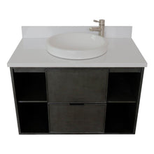 Load image into Gallery viewer, Bellaterra Home Vanity BellaTerra Home 37&quot; Single wall mount vanity in Linen Gray finish with White Quartz top and Round Sink 400502-CAB-LY-WERD