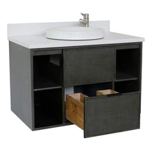 Load image into Gallery viewer, Bellaterra Home Vanity BellaTerra Home 37&quot; Single wall mount vanity in Linen Gray finish with White Quartz top and Round Sink 400502-CAB-LY-WERD