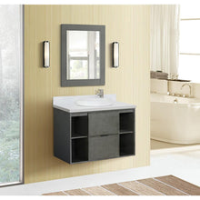 Load image into Gallery viewer, Bellaterra Home Vanity BellaTerra Home 37&quot; Single wall mount vanity in Linen Gray finish with White Quartz top and Round Sink 400502-CAB-LY-WERD