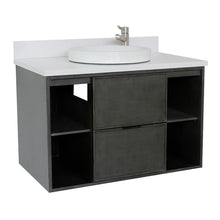 Load image into Gallery viewer, Bellaterra Home Vanity BellaTerra Home 37&quot; Single wall mount vanity in Linen Gray finish with White Quartz top and Round Sink 400502-CAB-LY-WERD