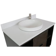 Load image into Gallery viewer, Bellaterra Home Vanity BellaTerra Home 37&quot; Single wall mount vanity in Linen Gray finish with White Quartz top and Round Sink 400502-CAB-LY-WERD