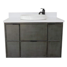 Load image into Gallery viewer, Bellaterra Home Vanity BellaTerra Home 37&quot; Single wall mount vanity in Linen Gray finsih with White Quartz top and Round Sink 400501-CAB-LY-WERD