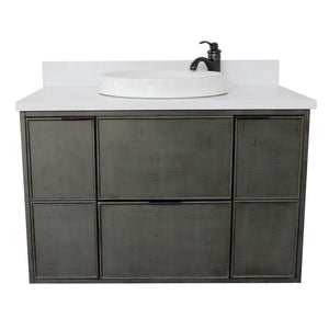 Bellaterra Home Vanity BellaTerra Home 37" Single wall mount vanity in Linen Gray finsih with White Quartz top and Round Sink 400501-CAB-LY-WERD
