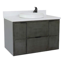 Load image into Gallery viewer, Bellaterra Home Vanity BellaTerra Home 37&quot; Single wall mount vanity in Linen Gray finsih with White Quartz top and Round Sink 400501-CAB-LY-WERD