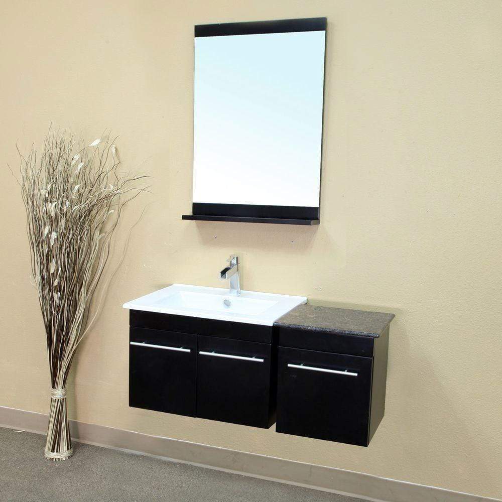 Bellaterra Home Vanity BellaTerra Home 39.4 in Single Wall Mount Style Sink Vanity-Wood-Black 03172-SET