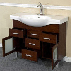 Bellaterra Home Vanity BellaTerra Home 39.8 in Single Sink Vanity-Wood-Walnut-4 Drawers 203139B