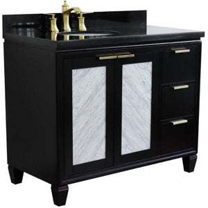 Bellaterra Home Vanity BellaTerra Home 43" Single vanity in Black finish with Black galaxy and oval sink- Left door/Left sink 400990-43L-BL-BGOL