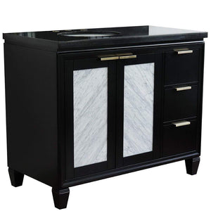 Bellaterra Home Vanity BellaTerra Home 43" Single vanity in Black finish with Black galaxy and oval sink- Left door/Left sink 400990-43L-BL-BGOL