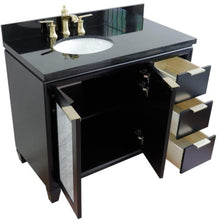 Load image into Gallery viewer, Bellaterra Home Vanity BellaTerra Home 43&quot; Single vanity in Black finish with Black galaxy and oval sink- Left door/Left sink 400990-43L-BL-BGOL