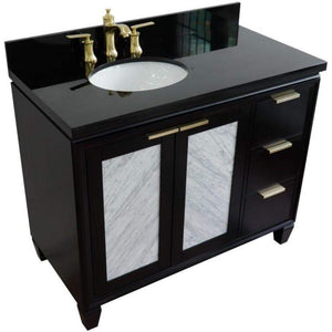 Bellaterra Home Vanity BellaTerra Home 43" Single vanity in Black finish with Black galaxy and oval sink- Left door/Left sink 400990-43L-BL-BGOL