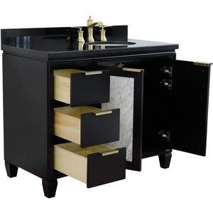 Bellaterra Home Vanity BellaTerra Home 43" Single vanity in Black finish with Black galaxy and oval sink- Right door/Right sink 400990-43R-BL-BGOR