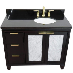 Bellaterra Home Vanity BellaTerra Home 43" Single vanity in Black finish with Black galaxy and oval sink- Right door/Right sink 400990-43R-BL-BGOR