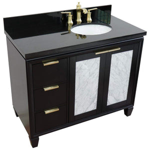 Bellaterra Home Vanity BellaTerra Home 43" Single vanity in Black finish with Black galaxy and oval sink- Right door/Right sink 400990-43R-BL-BGOR