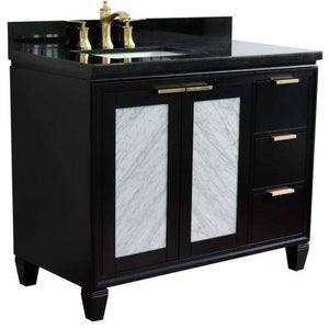 Bellaterra Home Vanity BellaTerra Home 43" Single vanity in Black finish with Black galaxy and rectangle sink- Left door/Left sink 400990-43L-BL-BGRL