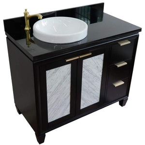 Bellaterra Home Vanity BellaTerra Home 43" Single vanity in Black finish with Black galaxy and round sink- Left door/Left sink 400990-43L-BL-BGRDL