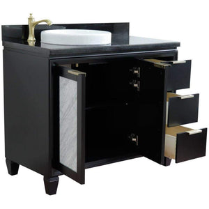 Bellaterra Home Vanity BellaTerra Home 43" Single vanity in Black finish with Black galaxy and round sink- Left door/Left sink 400990-43L-BL-BGRDL