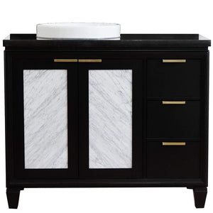 Bellaterra Home Vanity BellaTerra Home 43" Single vanity in Black finish with Black galaxy and round sink- Left door/Left sink 400990-43L-BL-BGRDL