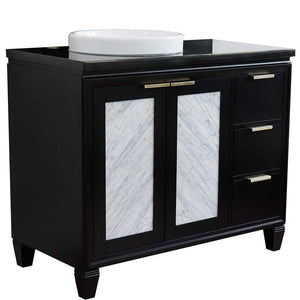 Bellaterra Home Vanity BellaTerra Home 43" Single vanity in Black finish with Black galaxy and round sink- Left door/Left sink 400990-43L-BL-BGRDL