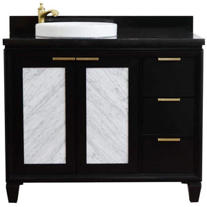 Bellaterra Home Vanity BellaTerra Home 43" Single vanity in Black finish with Black galaxy and round sink- Left door/Left sink 400990-43L-BL-BGRDL
