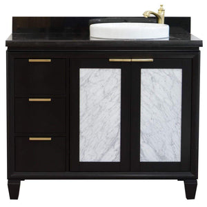 Bellaterra Home Vanity BellaTerra Home 43" Single vanity in Black finish with Black galaxy and round sink- Right door/Right sink 400990-43R-BL-BGRDR