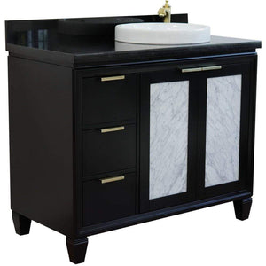Bellaterra Home Vanity BellaTerra Home 43" Single vanity in Black finish with Black galaxy and round sink- Right door/Right sink 400990-43R-BL-BGRDR