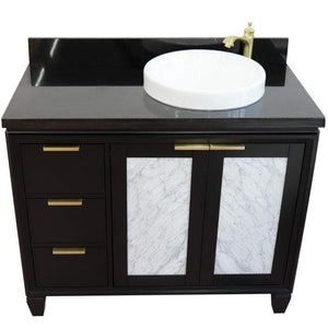 Bellaterra Home Vanity BellaTerra Home 43" Single vanity in Black finish with Black galaxy and round sink- Right door/Right sink 400990-43R-BL-BGRDR
