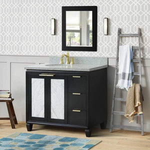 Bellaterra Home Vanity BellaTerra Home 43" Single vanity in Black finish with Gray granite and oval sink- Left door/Left sink 400990-43L-BL-GYOL