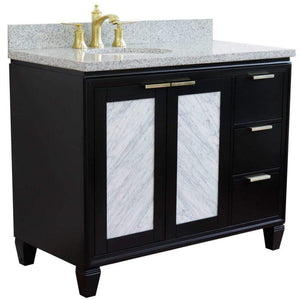 Bellaterra Home Vanity BellaTerra Home 43" Single vanity in Black finish with Gray granite and oval sink- Left door/Left sink 400990-43L-BL-GYOL