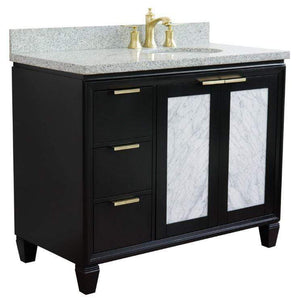 Bellaterra Home Vanity BellaTerra Home 43" Single vanity in Black finish with Gray granite and oval sink- Right door/Right sink 400990-43R-BL-GYOR