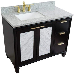 Bellaterra Home Vanity BellaTerra Home 43" Single vanity in Black finish with Gray granite and rectangle sink- Left door/Left sink 400990-43L-BL-GYRL
