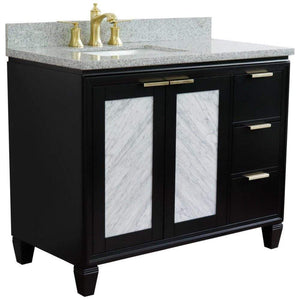 Bellaterra Home Vanity BellaTerra Home 43" Single vanity in Black finish with Gray granite and rectangle sink- Left door/Left sink 400990-43L-BL-GYRL
