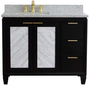 Bellaterra Home Vanity BellaTerra Home 43" Single vanity in Black finish with Gray granite and rectangle sink- Left door/Left sink 400990-43L-BL-GYRL