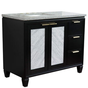 Bellaterra Home Vanity BellaTerra Home 43" Single vanity in Black finish with Gray granite and rectangle sink- Left door/Left sink 400990-43L-BL-GYRL