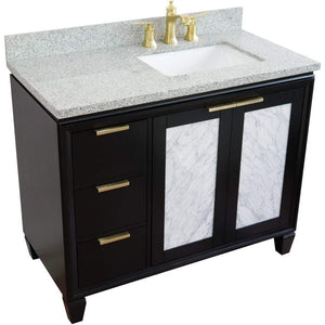 Bellaterra Home Vanity BellaTerra Home 43" Single vanity in Black finish with Gray granite and rectangle sink- Right door/Right sink 400990-43R-BL-GYRR