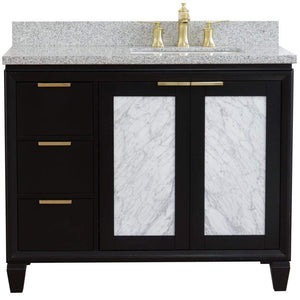 Bellaterra Home Vanity BellaTerra Home 43" Single vanity in Black finish with Gray granite and rectangle sink- Right door/Right sink 400990-43R-BL-GYRR