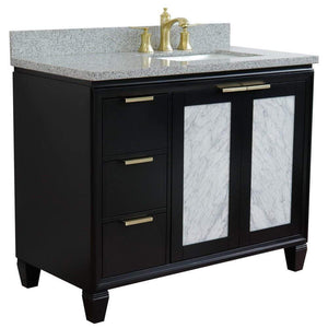 Bellaterra Home Vanity BellaTerra Home 43" Single vanity in Black finish with Gray granite and rectangle sink- Right door/Right sink 400990-43R-BL-GYRR