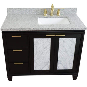 Bellaterra Home Vanity BellaTerra Home 43" Single vanity in Black finish with Gray granite and rectangle sink- Right door/Right sink 400990-43R-BL-GYRR