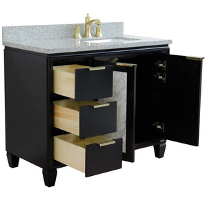 Bellaterra Home Vanity BellaTerra Home 43" Single vanity in Black finish with Gray granite and rectangle sink- Right door/Right sink 400990-43R-BL-GYRR