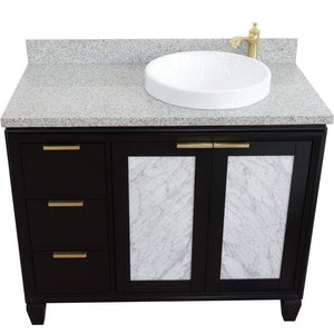Bellaterra Home Vanity BellaTerra Home 43" Single vanity in Black finish with Gray granite and round sink- Right door/Right sink 400990-43R-BL-GYRDR