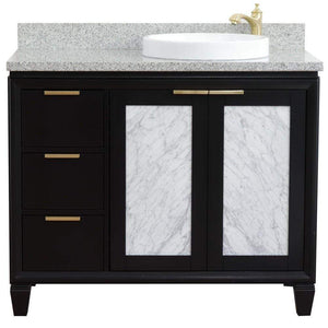 Bellaterra Home Vanity BellaTerra Home 43" Single vanity in Black finish with Gray granite and round sink- Right door/Right sink 400990-43R-BL-GYRDR