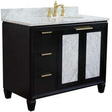 Load image into Gallery viewer, Bellaterra Home Vanity BellaTerra Home 43&quot; Single vanity in Black finish with White Carrara and oval sink- Right door/Right sink 400990-43R-BL-WMOR