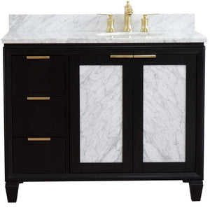 Bellaterra Home Vanity BellaTerra Home 43" Single vanity in Black finish with White Carrara and oval sink- Right door/Right sink 400990-43R-BL-WMOR