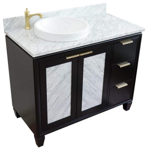 Bellaterra Home Vanity BellaTerra Home 43" Single vanity in Black finish with White Carrara and round sink- Left door/Left sink 400990-43L-BL-WMRDL