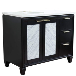 Bellaterra Home Vanity BellaTerra Home 43" Single vanity in Black finish with White quartz and oval sink- Left door/Left sink 400990-43L-BL-WEOL