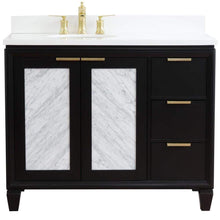 Load image into Gallery viewer, Bellaterra Home Vanity BellaTerra Home 43&quot; Single vanity in Black finish with White quartz and oval sink- Left door/Left sink 400990-43L-BL-WEOL