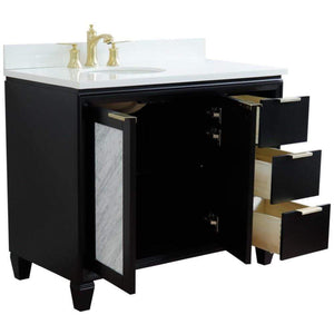 Bellaterra Home Vanity BellaTerra Home 43" Single vanity in Black finish with White quartz and oval sink- Left door/Left sink 400990-43L-BL-WEOL