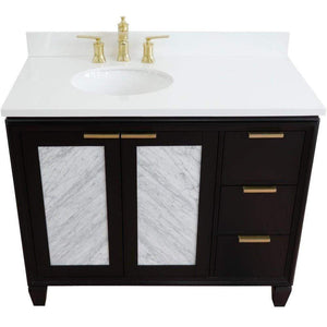 Bellaterra Home Vanity BellaTerra Home 43" Single vanity in Black finish with White quartz and oval sink- Left door/Left sink 400990-43L-BL-WEOL