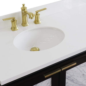 Bellaterra Home Vanity BellaTerra Home 43" Single vanity in Black finish with White quartz and oval sink- Left door/Left sink 400990-43L-BL-WEOL